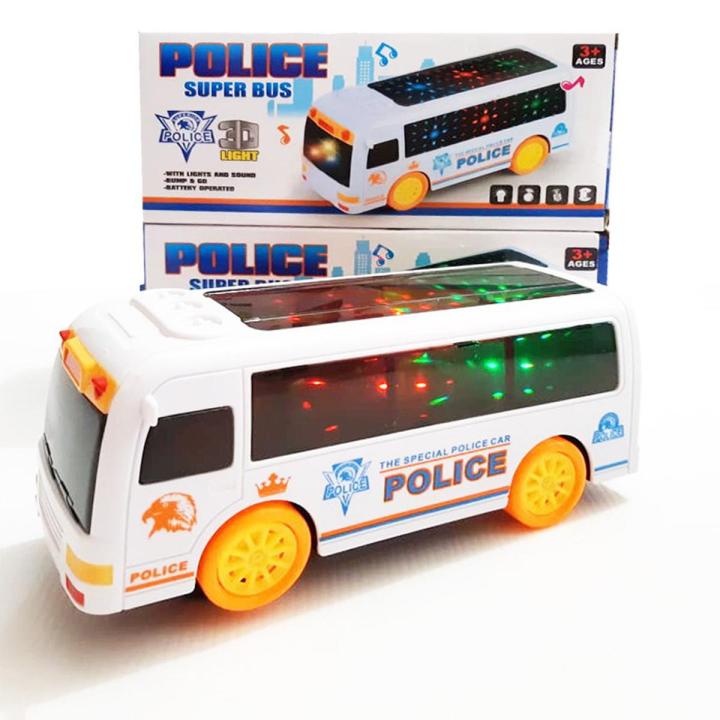 Police Bus Toy With 3D Lighting and Sound, Bus, Toys [BT]