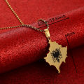 Stainless Steel Kosovo Map Albania Eagle Pendant Necklace for Men Women Ethnic Map Jewelry. 