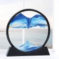 3D Sand Art Motion Frame Round Glass Deep Sea Sandscape | Flowing Sand Picture for Relaxing Home & Office Decor - Perfect Desktop Decoration Gift. 