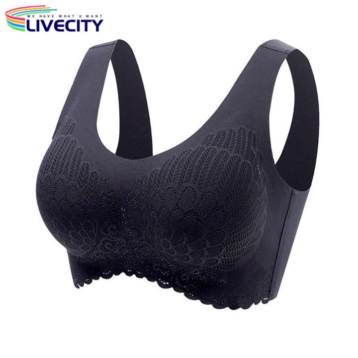 Gym Underwear Sweet Lace Flower Pattern Push Up Stretchy Bra