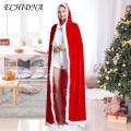 ECHIDNA Santa Claus Cape Flurry Trim Lady Long Style Role Play Christmas Cloak. 