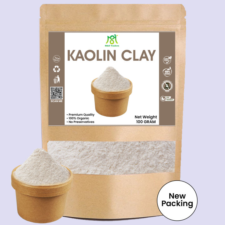 100 % Natural & Pure White Kaolin Clay Fine Powder Face Pack | Kalion Clay | Caloine / Caoline Clay Powder - 100 Gram