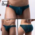 Men Low Waist Briefs Low-rise See-through Hollow Out Hip Lifting U-convex Men Briefs Men Underwear. 