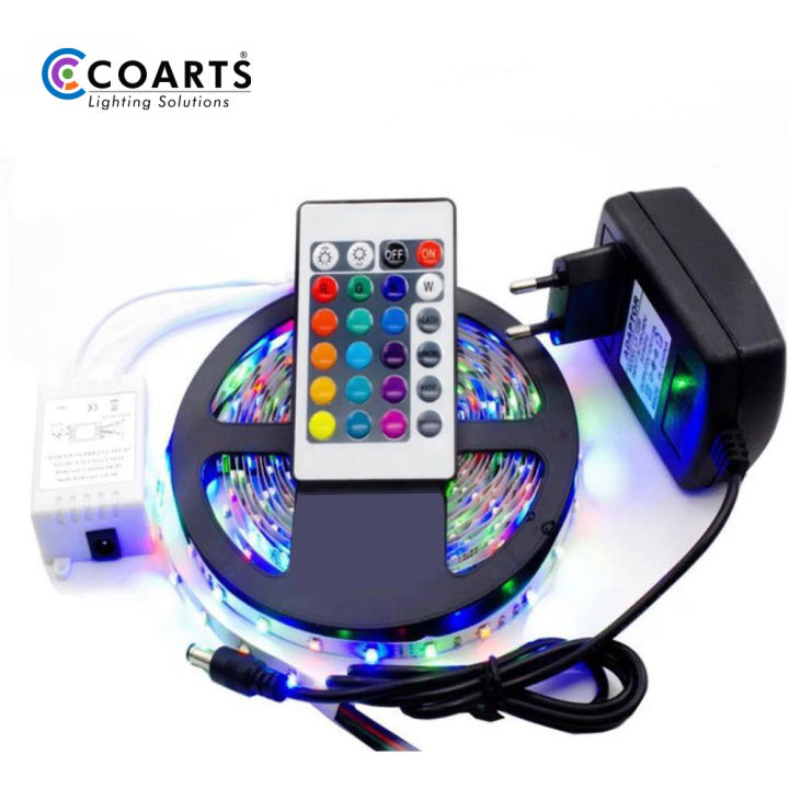 RGB LED Strip Light, Color Changing RGB LED Light Strips, LED Strips with Remote, 12ft Remote Strip Light Complete Kit with 12V Adapter, Decoration Lights, For Gaming Room – Coarts Lighting