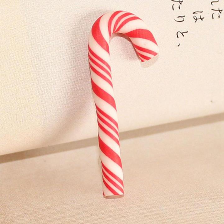 10PCS Christmas Red Cane Soft Pottery Year Candy Cane Decoration