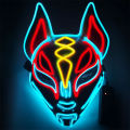 Fox Mask Neon Led Light Cosplay Mask Halloween Party Rave Led Mask. 