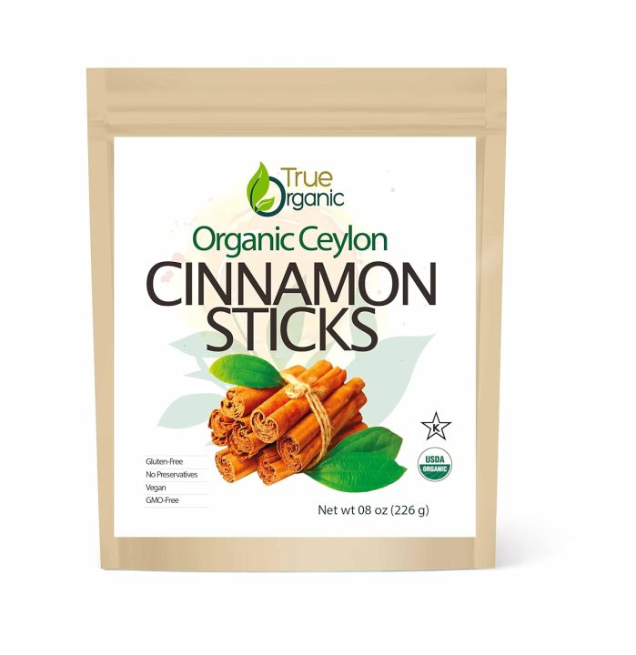 True Organic Ceylon Cinnamon Sticks, 08 ounces Bulk Bag, 226g