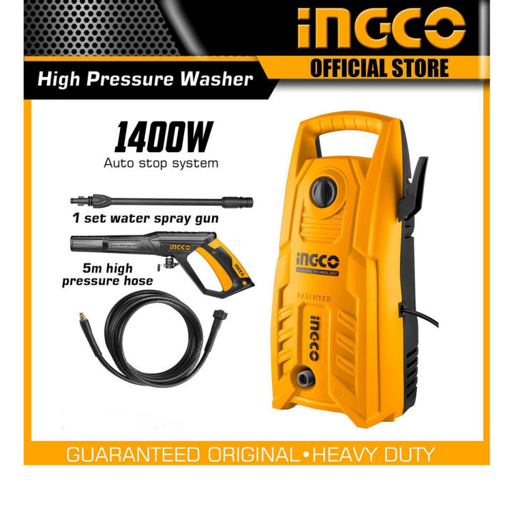 Ingco High Pressure Washer 1400W 130bar Pure copper with auto stop