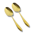 Pioneer Golden Table Spoons / Dessert Spoons / Tea Spoons / Butter Knife / Fork / Serving Round / Serving Oval / Rice Small Panja / Serving Big Panja. 