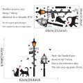 Cartoon Street Lamp Cat Wall Sticker Living Room Entrance Background Home Decoration Bedroom Decor Decal Self Adhesive Wallpaper. 
