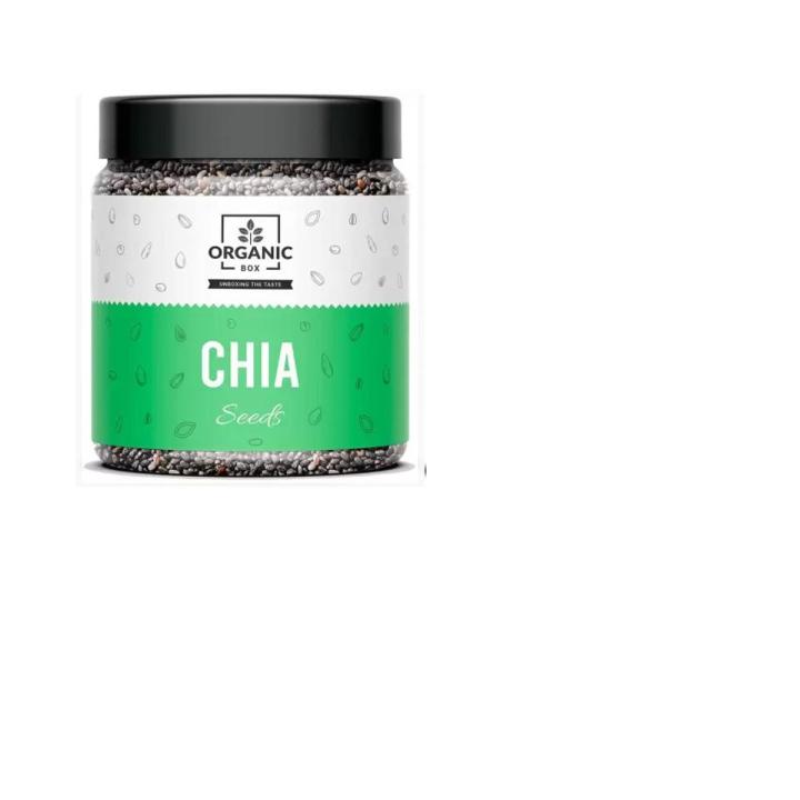 Organic Box Premium Raw Chia Seeds For Eating -Healthy Snack For Immunity Booster, Rich in Fiber. Chia Seeds 200g