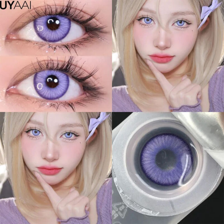【HOT】 UYAAI Halloween Cosplay Color Contact Lenses Cosplay Lens Anime Red Lenses Girl Tears Graduated Colored Lenses Makeup Eye Len