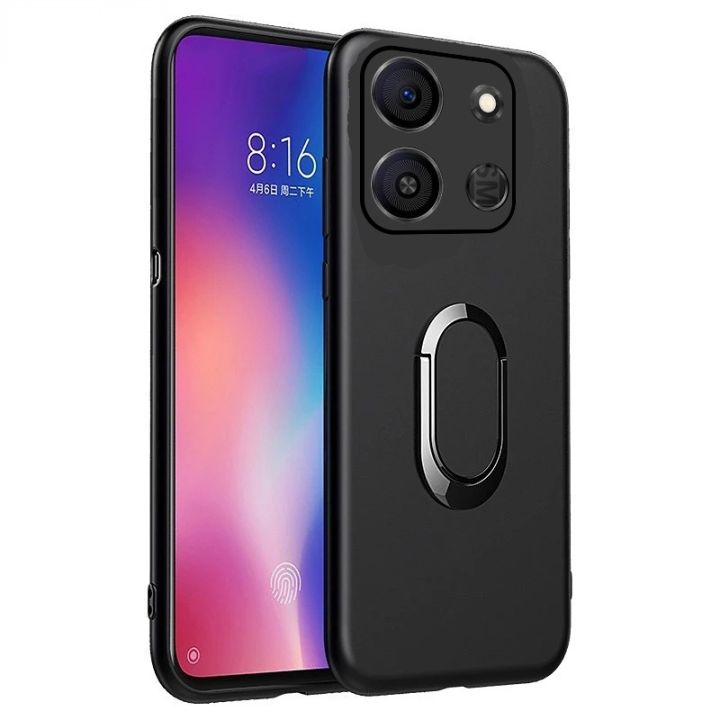 Itel A05S A663L Phone Case Magnetic Metal Ring Holder Support Shockproof Soft TPU Case
