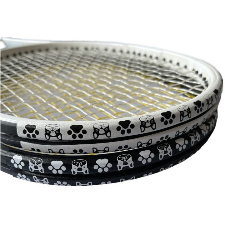 Scratch Prevent Badminton Racket Head Edge Protector Dog Pattern Wear Resistant Racquet Protective Sticker Printing White/Black