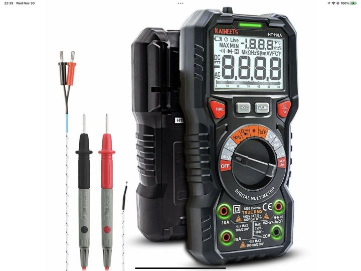 KAIWEETS HT118A DIGITAL MULTIMETER, 6,000 COUNT, PROFESSIONAL, TRUE RMS, NEW/BOX