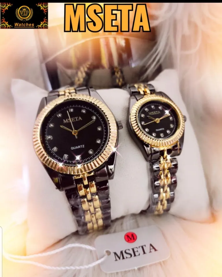 MSETA Couple Watches With Gift BOX Chain Strap Stone Figure Dial Good Looking Pair of Couple