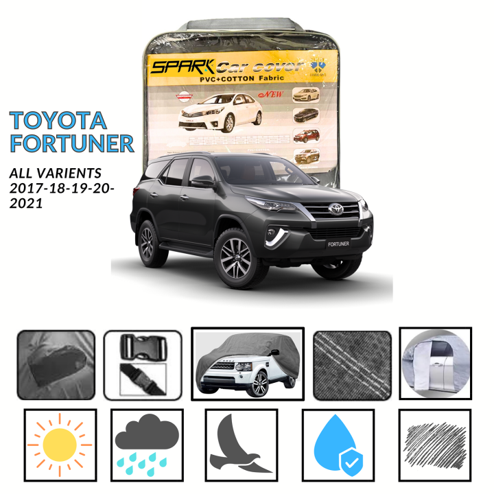 TOYOTA FORTUNER Top Cover | High Quality Water Proof Custom Size Top Cover for TOYOTA FORTUNER  | PVC Cotton Fabric TOYOTA FORTUNER Cover | Genuine Luxury Car Top Cover