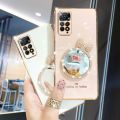 For Xiaomi Redmi Note 11 Pro Back Cover Bowknot Makeup Mirror Luxury 6D Plating Frame Shiny Cases Soft Silicone Square Protective Mobile Phone Case for Girls. 