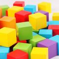 1 【HOT】 20Pcs/Lot 2X2CM Colorful Cubes Wooden Building Blocks Stacking Up Square Wood Toy Baby Shape Color Learning Toys For Children. 