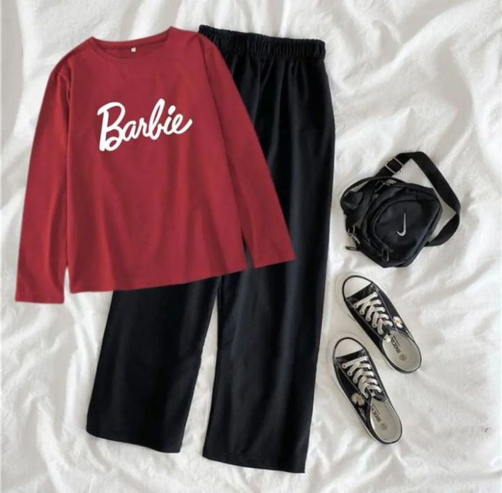 Summer Full T-shirt and Flapper Trouser Casual Suit Set for Women and Girls