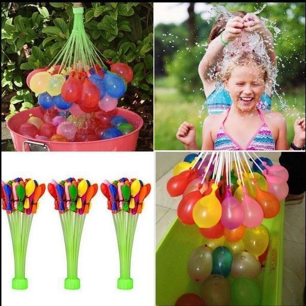 111Pcs Happy Baby Fast Fill Water Balloons Automatic Fill and Seal, Magic Water Colour Balloons for Kids