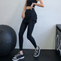 Fitness Tights High Waist Solid Color Pleated Skinny Legging Skirt. 