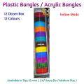 Indian Plastic Bangles , Acrylic Bangles for girl and Women, all sizes available  Full box in 12 colours. 