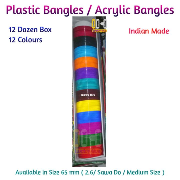 Indian Plastic Bangles , Acrylic Bangles for girl and Women, all sizes available  Full box in 12 colours