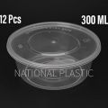 6 pcs 300ml Transparent Round Disposable Take Away PP Plastic Food Container For Dessert Fast Food Soup, For Food Packing and Food Storage | Transparent Plastic Containers with Lids. 