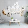 3D Mirror Wall Decor, Round Acrylic Mirror, 3D Wall Decor Peel and Stick Wall Stickers for Living Room Bedroom Bathroom. 