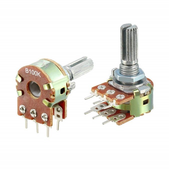 Pack%20of%2010%20-%20100K%20Ohm%20Variable%20Resistors%20Dual%20Rotary%20Potentiometer%20-%20B100K%206%20Pin%20volume%20controls%20on%20audio%20equipment%20-%20Image%202