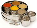 Stainless steel spice box with spoon -Masala box. 