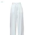 Womens Wide Leg Pants Straight Leg High Waisted Office Loose Long Pants S White. 