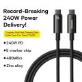 Baseus 240W Tungsten Gold Type-C to Type-C Fast Charging Data Cable, with Data Transfer Speed 480Mbps. 