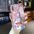dienya For OPPO A31 2020 Case With Wristband New Design Phone Case For Girl Women Thin Pattern Cartoon Doraemon Cat Shockproof Plating Silicone Casing Full Cover SoftCase Protection Cases. 
