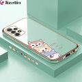 Jizetin (Free Lanyard) for Samsung A72 / A72 5G Back Cover Cute Dogs Luxury 6D Plating Case Side Pattern Soft Silicone Square Phone Cases. 