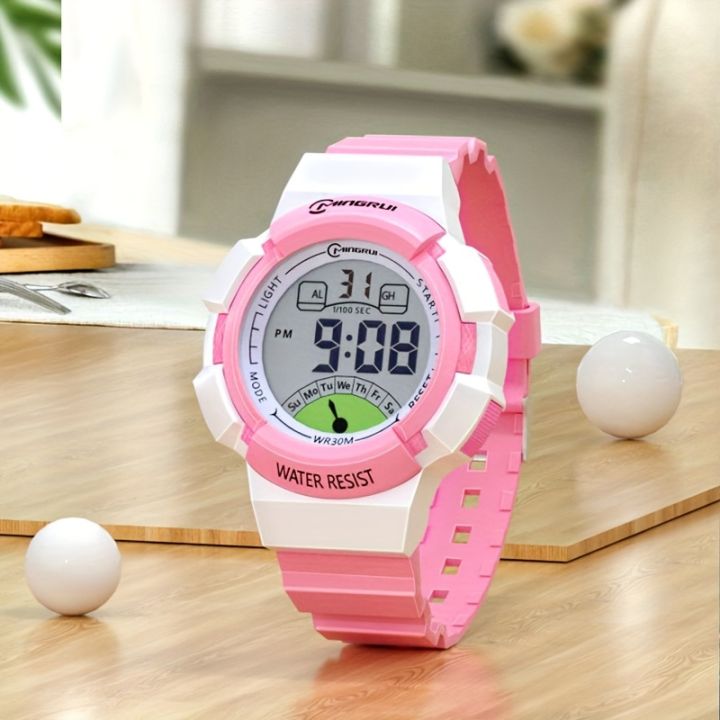 1pc Children's Watches Cute Girls Student Casual Sports Electronic Watches, Outdoor Luminous Alarm Clocks Watches