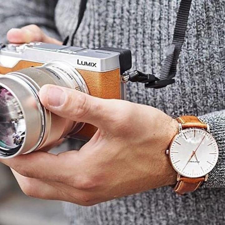 Brown Stainless Steel & Leather Analog Watch for Men