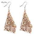 Korean Fashion Sequins Long Tassel Earrings Square Scaled Variable Earrings Party Latin Dance Earrings Wholesale. 