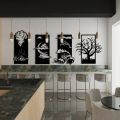ZF Four Elements Wooden Wall Art, Rectangle Four Element Nature Living Room Art. 