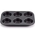 Pack of 3 Deal Round Shape Cake Mould, Bread Loaf Pan, and 6 Slot Cup Cake Muffin Tray I Cake Baking and Decoration Tools I Black, Carbon Steel Non stick. 