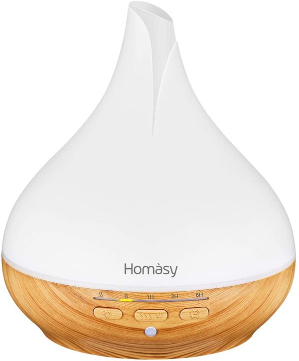 Homasy 330ml Essential Oil Diffuser, 256 Sóothing Light Colors Whisper-Quiet Operation Oil Diffuser with Sleep Mode Design, Waterless Auto-off and BPA-free Aromatherapy Diffuser for Office, Home, Yoga