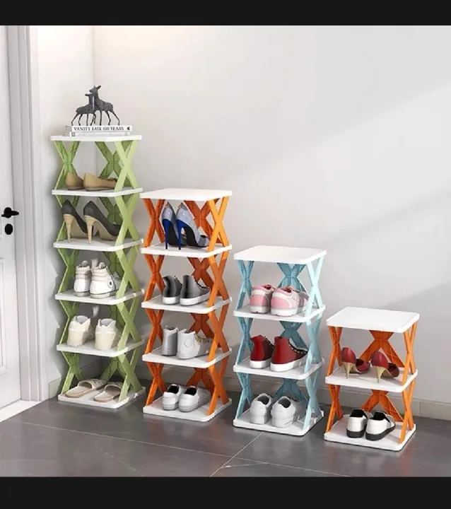 Stackable Platic Shoe Rack HTS The Pack Of 5 Layers Stackable Shoe Rack. Shoe Rack Organier ...