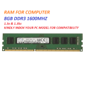 Computer Ram 8GB DDR3-1600Mhz \ PC3-12800. 