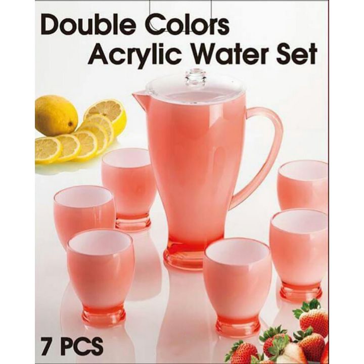 Acrylic Milky Water Set- Tableware Sets Includes 6 Glass And 1 Acrylic Water Jug 7 Pcs Set/ JUG SET / Acrylic Glass
