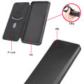 lthmy for Samsung Galaxy S10 Plus Carbon Fiber Magnetic Closure with Card Slot Flip Case Cover. 