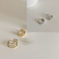 Non-Piercing Three Layer Punk Metal Zircon Ear Clip Ear Cuff for Women Cool Girl's Earrings Fake Cartilage Simple Y2K Earring Jewelry Gifts. 