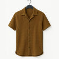 Richman Cuban Collar Shirt For Men - Half Sleeves Men Shirts - Waffle Knit Casual Shirts For Men. 