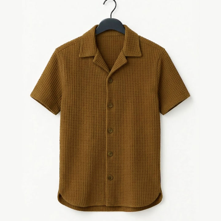 Richman%20Cuban%20Collar%20Shirt%20For%20Men%20-%20Half%20Sleeves%20Men%20Shirts%20-%20Waffle%20Knit%20Casual%20Shirts%20For%20Men%20-%20Image%203