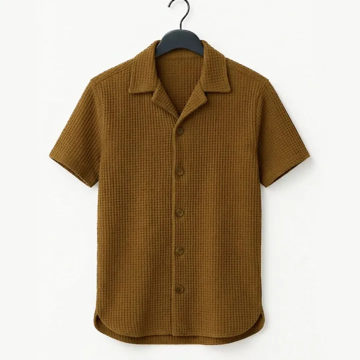 Richman%20Cuban%20Collar%20Shirt%20For%20Men%20-%20Half%20Sleeves%20Men%20Shirts%20-%20Waffle%20Knit%20Casual%20Shirts%20For%20Men%20-%20Image%203